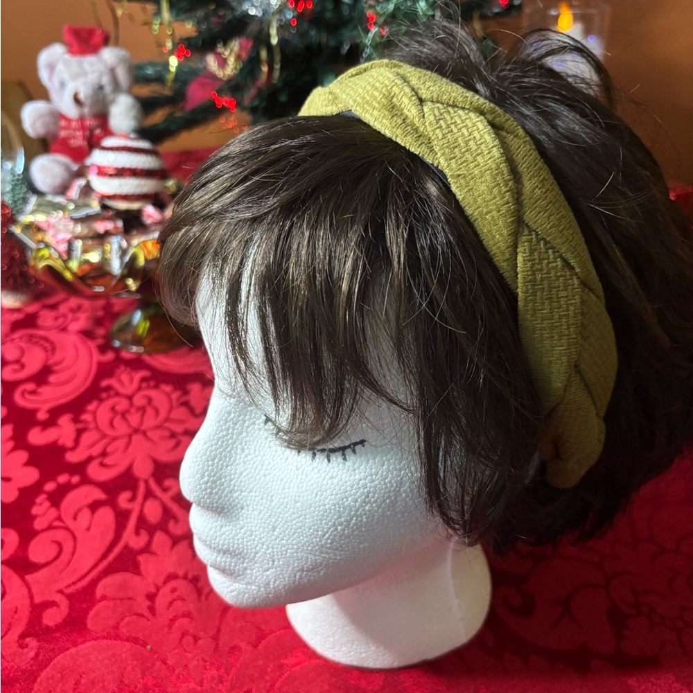 Olive green fabric braided headband